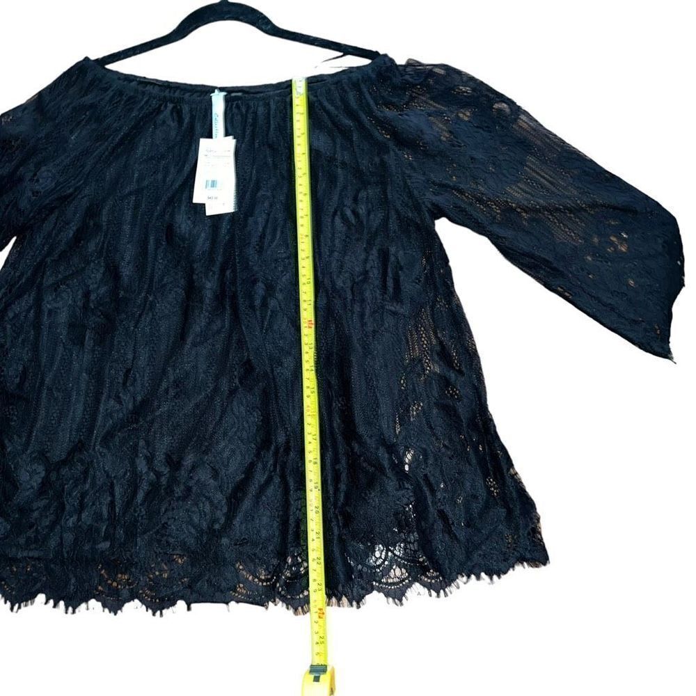 NWT NY COLLECTION Scalloped Hem Peasant Top Size Medium - Picture 7 of 7